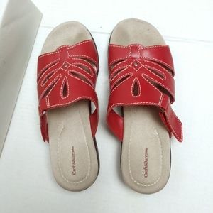 Croft & Barrow CP Piper Red 8.5M Slip On Slide Sandal Hook & Loop